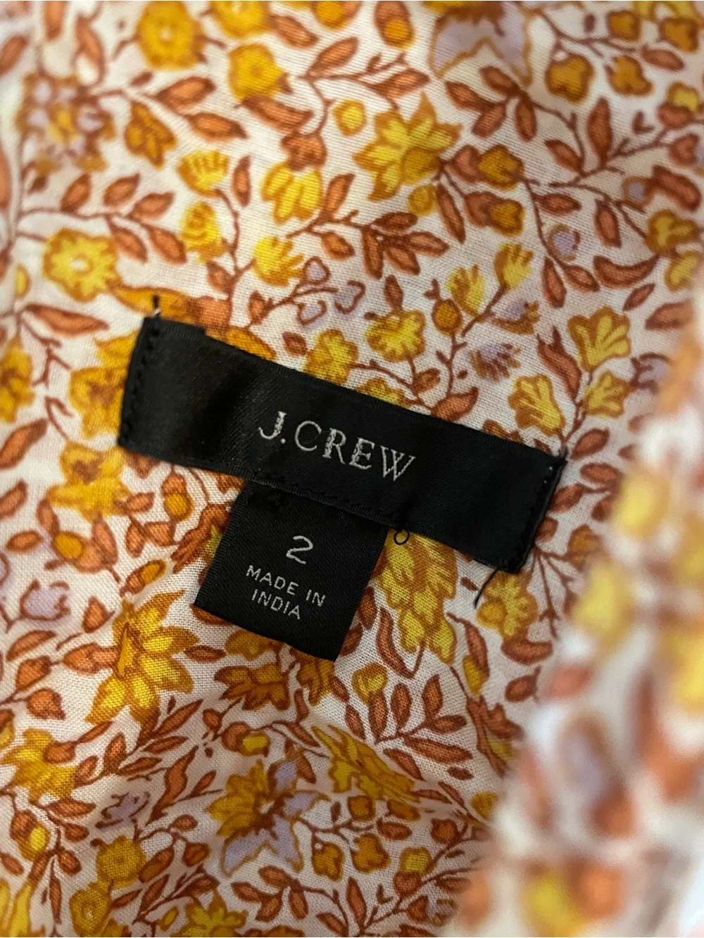 J. Crew Yellow Floral V-Neck Puff Sleeve Blouse